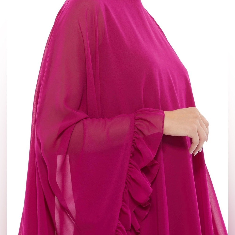 Women's Fuchsia Flowing Ruffle-Hem Dress - Picture 2 of 5